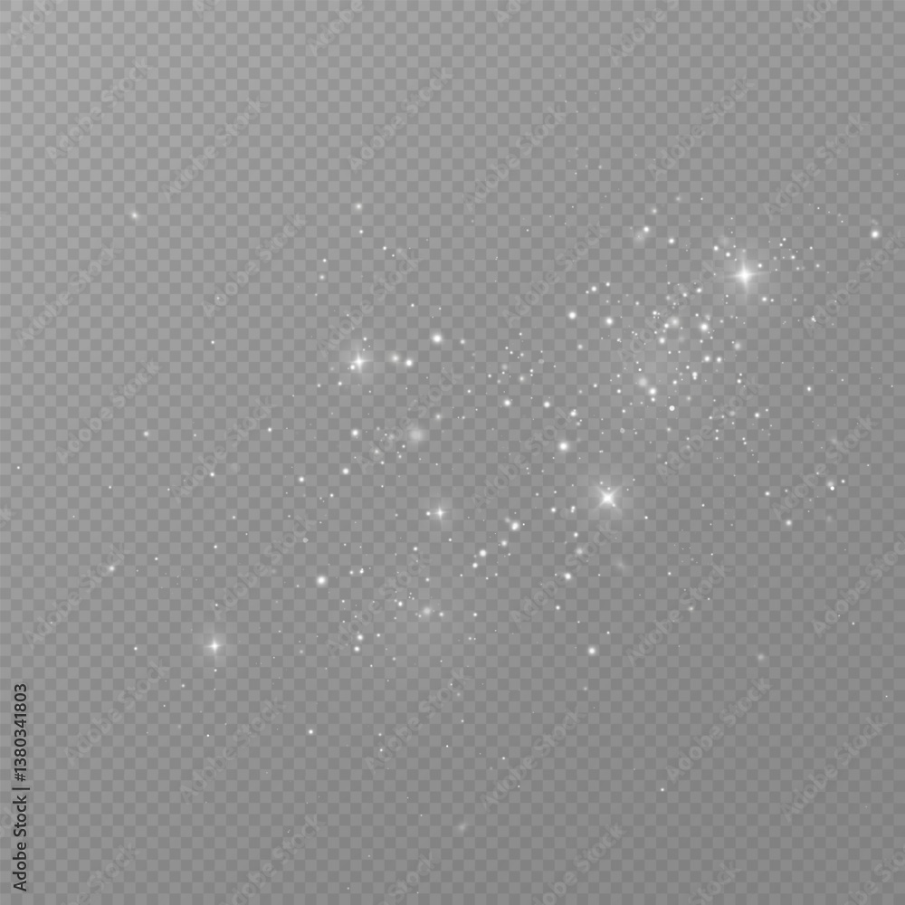 Poster shimmering particles. dust sparkles. light effect.
