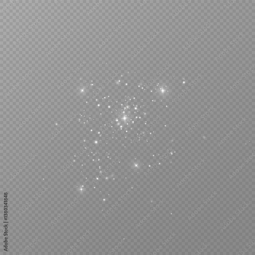 Poster shimmering particles. dust sparkles. light effect.