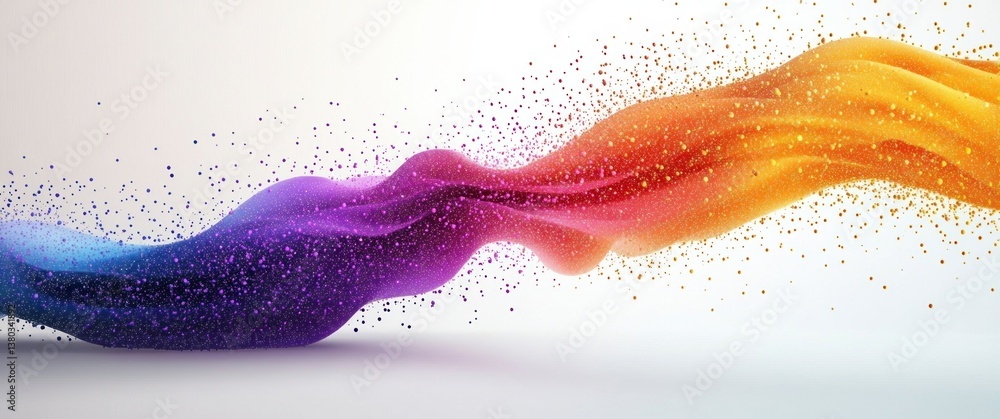 Poster colorful particles arrow signifying growth and development in abstract design