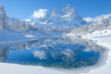 Winter Mountain Lake Reflection