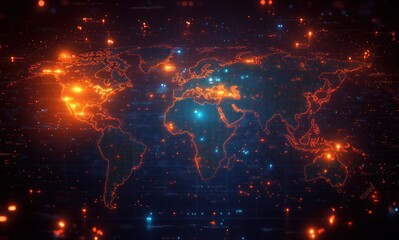 Futuristic Digital World Map Interface Science Fiction Holographic Technology Design