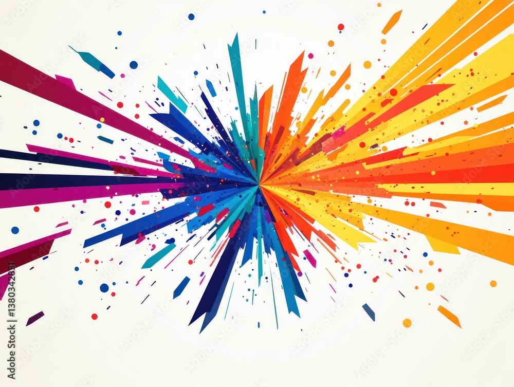 Poster colorful abstract arrows design representing teamwork and unity in modern minimalist style