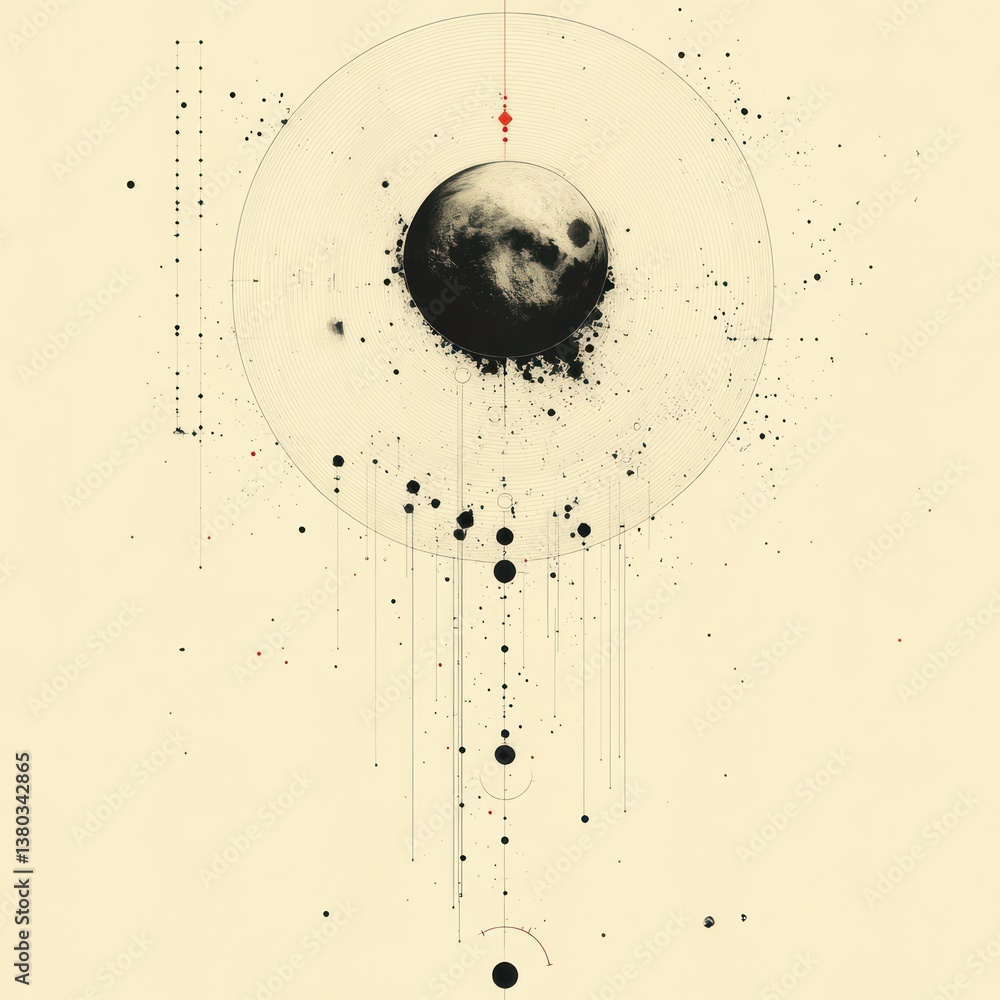 Poster sphere wireframe technology abstract illustration with interconnected points and curves