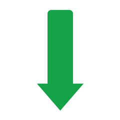 green arrow icon. Cute realistic down direction arrow sign isolated on white background. 