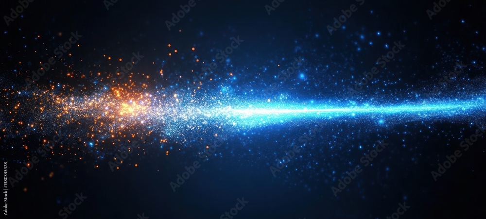 Poster abstract blue light energy beam particle technology impact comet connection