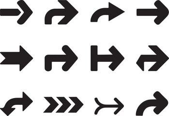Set of arrows, arrows different. Arrow icon. Vector illustration.