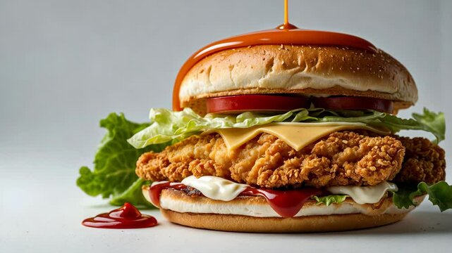 Crispy Double Decker Burger with cheese