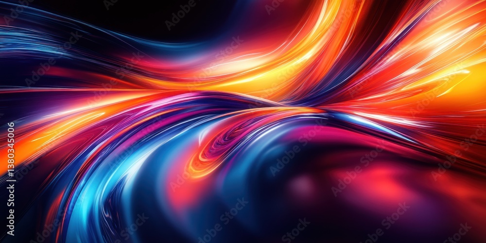 Aufkleber futuristic abstract art with multicolored ribbons and dynamic perspective
