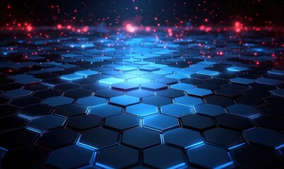 Naklejka premium Futuristic Hexagonal Grid Technology Background Abstract Illustration Digital Art with Blue Glow
