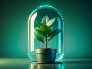 Indoor Plant Protection: Potted Plant Sheltered by a Protective Shield