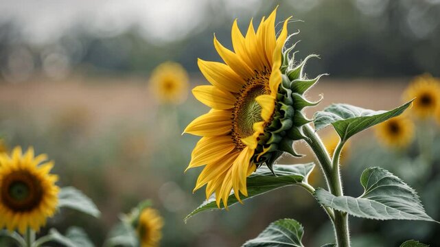 A lovely side view of a sunflower