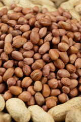 Shelled and Unshelled Peanuts Close-Up