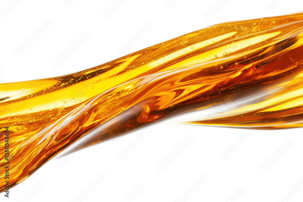 Poster liquid amber flows with shimmering light in a dynamic display