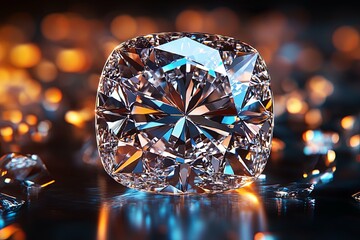 A Gorgeous Sparkling Diamond Displayed Against Blurred Amber Lighting
