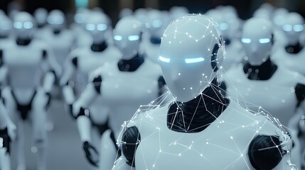 Futuristic robots in action a digital art showcase of urban sci-fi technology