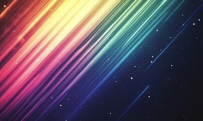 Vibrant abstract background featuring dynamic streaks of color transitioning from warm hues to cool tones, set against a starry night sky, ideal for digital design and creative projects