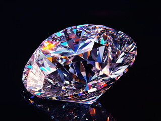 Sparkling diamond shines brightly against a dark background