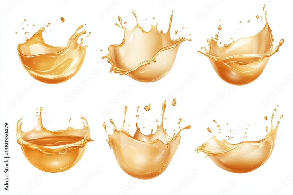 Poster liquid splashes showcasing dynamic movement and fluid shapes
