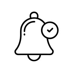 Obraz premium Notification bell icon with a checkmark symbolizing alert and confirmation on a white background