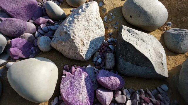 A conglomerate matrix is a type of rock made up of rounded fragments that range from small pebbles to large boulders within solidified clay.