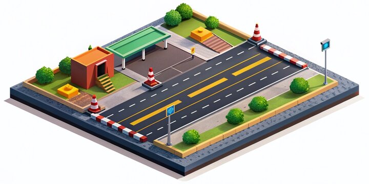 Isometric Street Pavement Cross Section: Detailed 3D Illustration