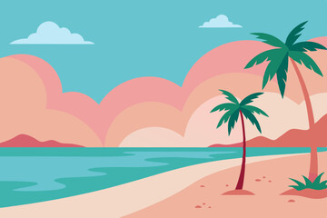 Fototapeta na wymiar tropical beach with palm trees
