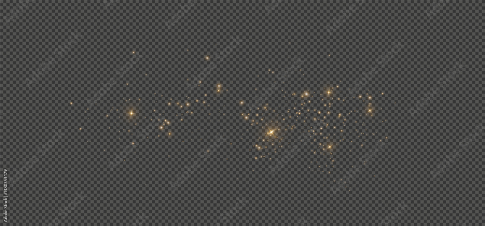 Poster 
Shimmering particles. Dust sparkles with golden light. Light effect.