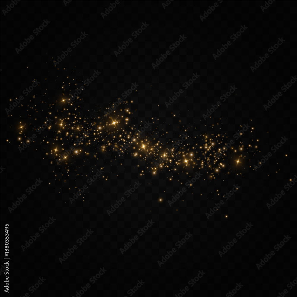 Aufkleber shimmering particles. dust sparkles with golden light. light effect.