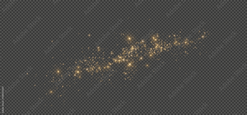 Aufkleber shimmering particles. dust sparkles with golden light. light effect.