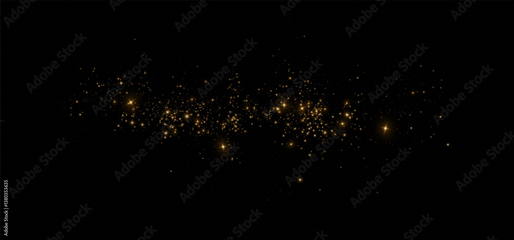 Poster 
Shimmering particles. Dust sparkles with golden light. Light effect.