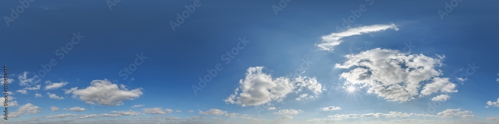Canvas Prints blue sky hdri 360 panorama with clouds and sun before sunset with zenith for use in 3d graphics as s