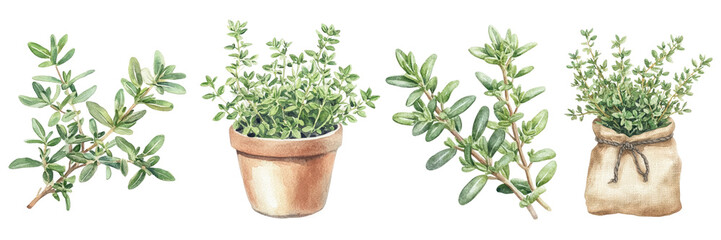 Thyme Plants in Artistic Containers