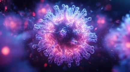 Cosmic Particle Sphere in Dark Void Abstract Pointillism Digital Art with Glowing Lighting and Symmetrical Design