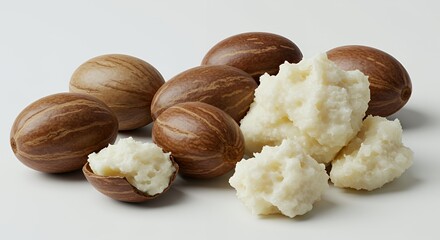 Hyperrealistic Shea Nuts and Creamy Shea Butter Still Life