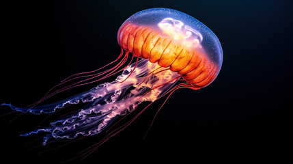Stunning jellyfish gliding gracefully in dark waters