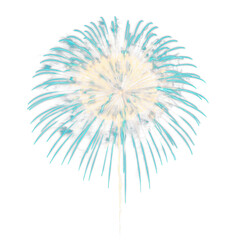 Fototapeta premium Orange and teal dual burst firework with symmetrical design on transparent background