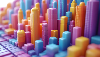 Abstract colorful geometric cityscape
