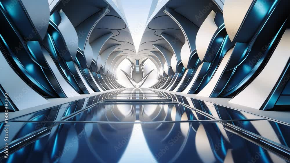 Poster 3d rendering of a futuristic abstract structure with a floor.