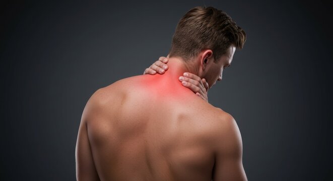 Man experiencing neck pain.