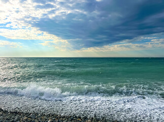 Black Sea in autumn in Sochi