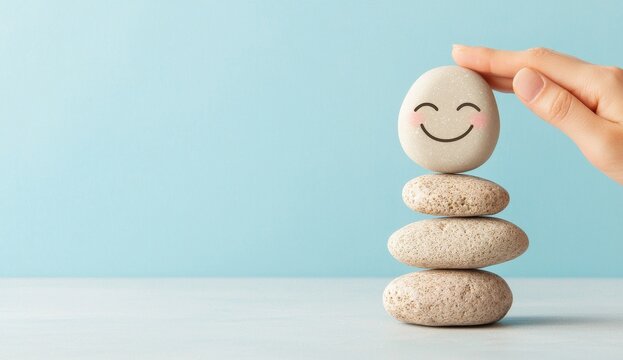 Embracing a positive mind and harmony is key to the concept of enjoying life, which can be achieved by balancing the body, mind, soul, and spirit, as represented by the careful setting of a white