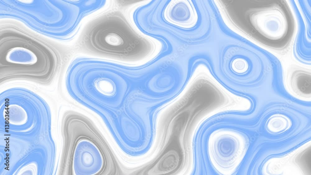 Poster 4K light blue and gray abstract topographic map animation with fluid contours and seamless looping effect