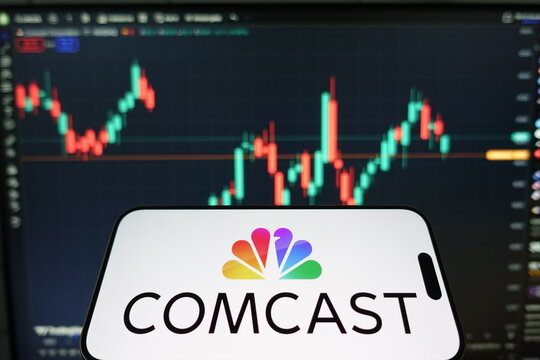 Kiel, SH, Germany, 04-03-2025: Comcast Unveils Bold Strategies Amid Stock Market Volatility with Latest Candlestick Chart Insights