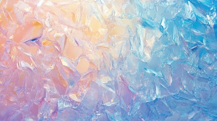 Fototapeta premium Iridescent Ice Crystals Glowing with Soft Pastel Colors in Light