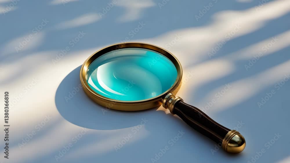 Poster a basic magnifying glass placed on a backdrop. handheld magnifier set against a background, with a c