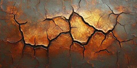 Amber Glow Crackle - A deep amber-hued metal with a fine crackle effect and a warm internal glow.