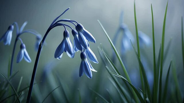 A sorrowful flower that is wilting and fading. The video is artistic, illustrating the idea of depression or isolation. The video lacks color, except for some blue in the flower. There is space