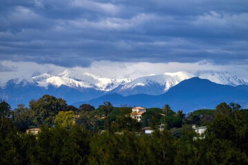 Alpes Maritime mountains view from Cap D'Antibes, France
