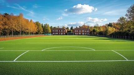 Obraz premium Football pitch layout, defined with dimensions and markings for association football.