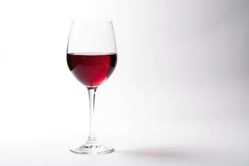 Single elegant red wine glass, isolated white background, elegant, glassware